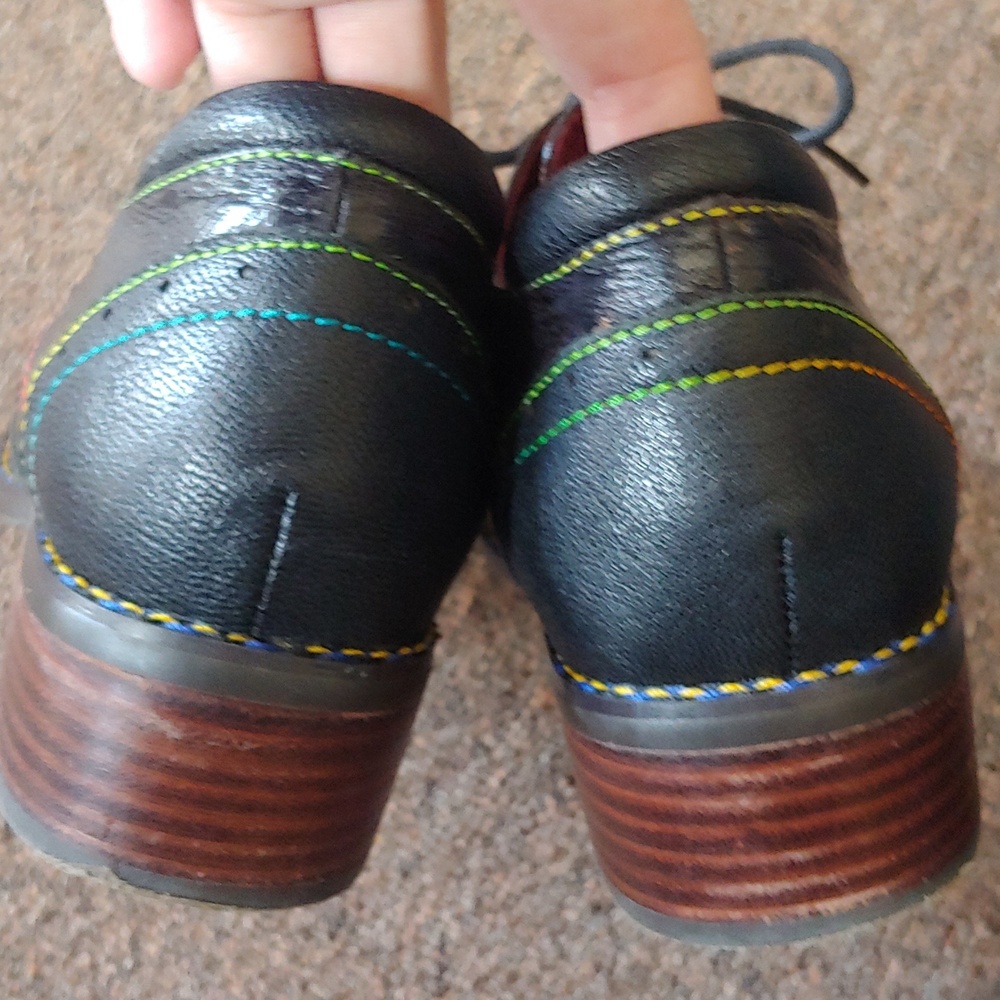 L’Artiste Leather Oxford Shoes |‎ EU 39 | Multicolor Stitching - Picture 4 of 7